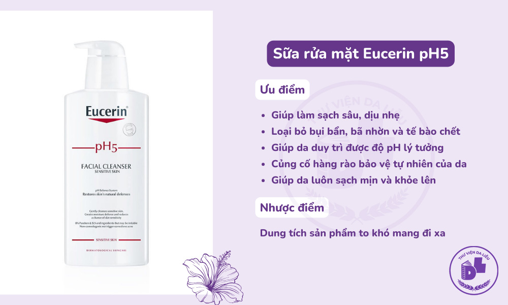 Sữa rửa mặt trị mụn ẩn Eucerin pH5 phù hợp mọi loại da