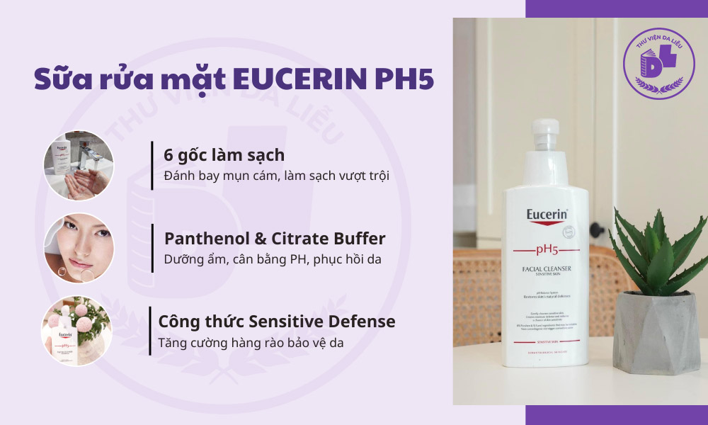 Sữa rửa mặt trị mụn cám Eucerin làm sạch dịu nhẹ, phù hợp mọi loại da